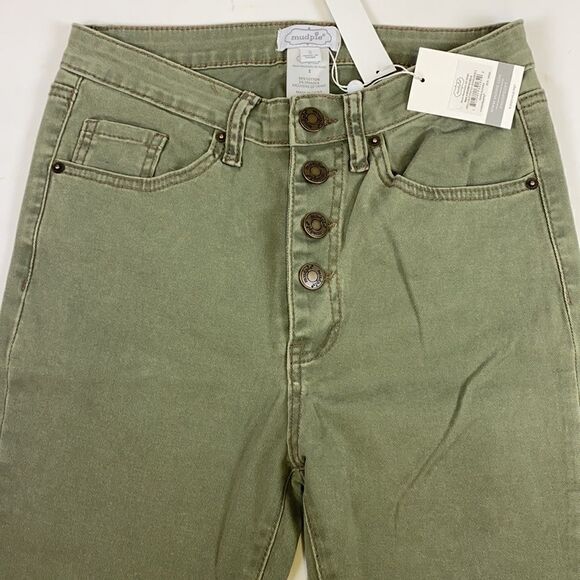 Mud Pie Army Green Button fly Skinny Denim Jeans size Small D30 - Picture 6 of 12